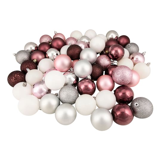 60ct. 2.5" Assorted Colors Shatterproof 3-Finish Christmas Ball Ornaments